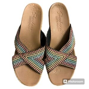 Skechers Beverlee Delighted Wedge Sandal Size 10 Cali Luxe Color Tan